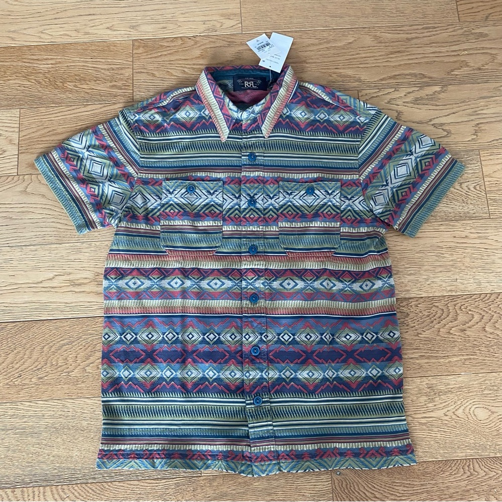 RRL Double RL Ralph Lauren Navajo Serape Button Work Shirt Workwear Ikat $299 S